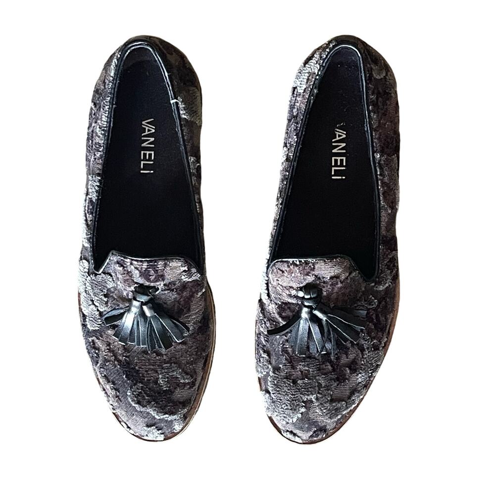 Vaneli black flats shoes loafers slip on textured non slip tassels casual size 7 - Picture 2 of 8